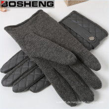 Winter PU Leder Warm Handschuhe, Warp-Strick Samt Kaschmir Männliche Handschuhe